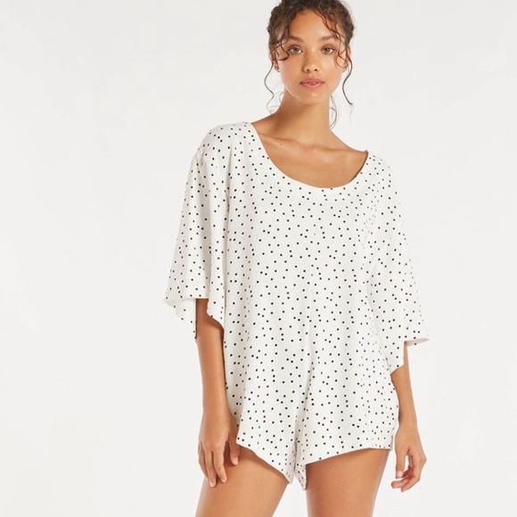 ASOS Resort Vacation Brunch Casual  Tropical Polkadot Playsuit Romper NWT - Picture 1 of 5
